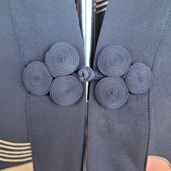 SUE WONG 100% Silk Black Floral Kimono Duster, Size Large - Picture 3 of 7